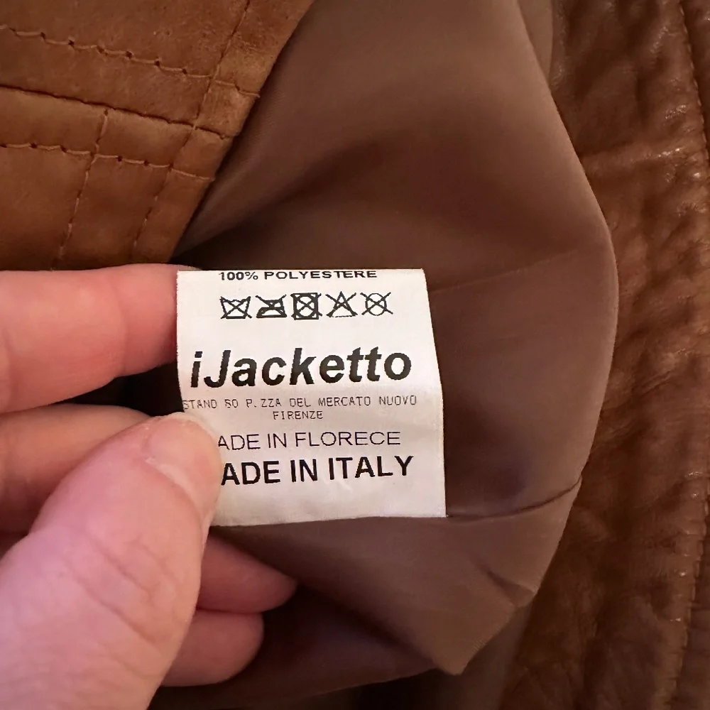 Jacketto Vintage Italian Leather Caramel Colored Leather Moto Jacket | Size 46